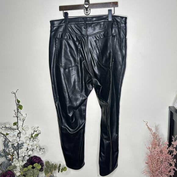 ABERCROMBIE & FITCH Ankle Straight High Rise Mixed Fabric Leather Sz 34/18R {R4} - Picture 4 of 6
